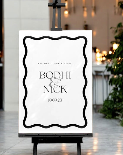 Bodhi | Wavy Welcome Sign - Ivy and Gold Wedding Stationery