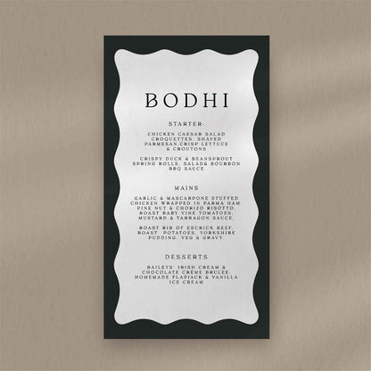 Bodhi Menu  Ivy and Gold Wedding Stationery   