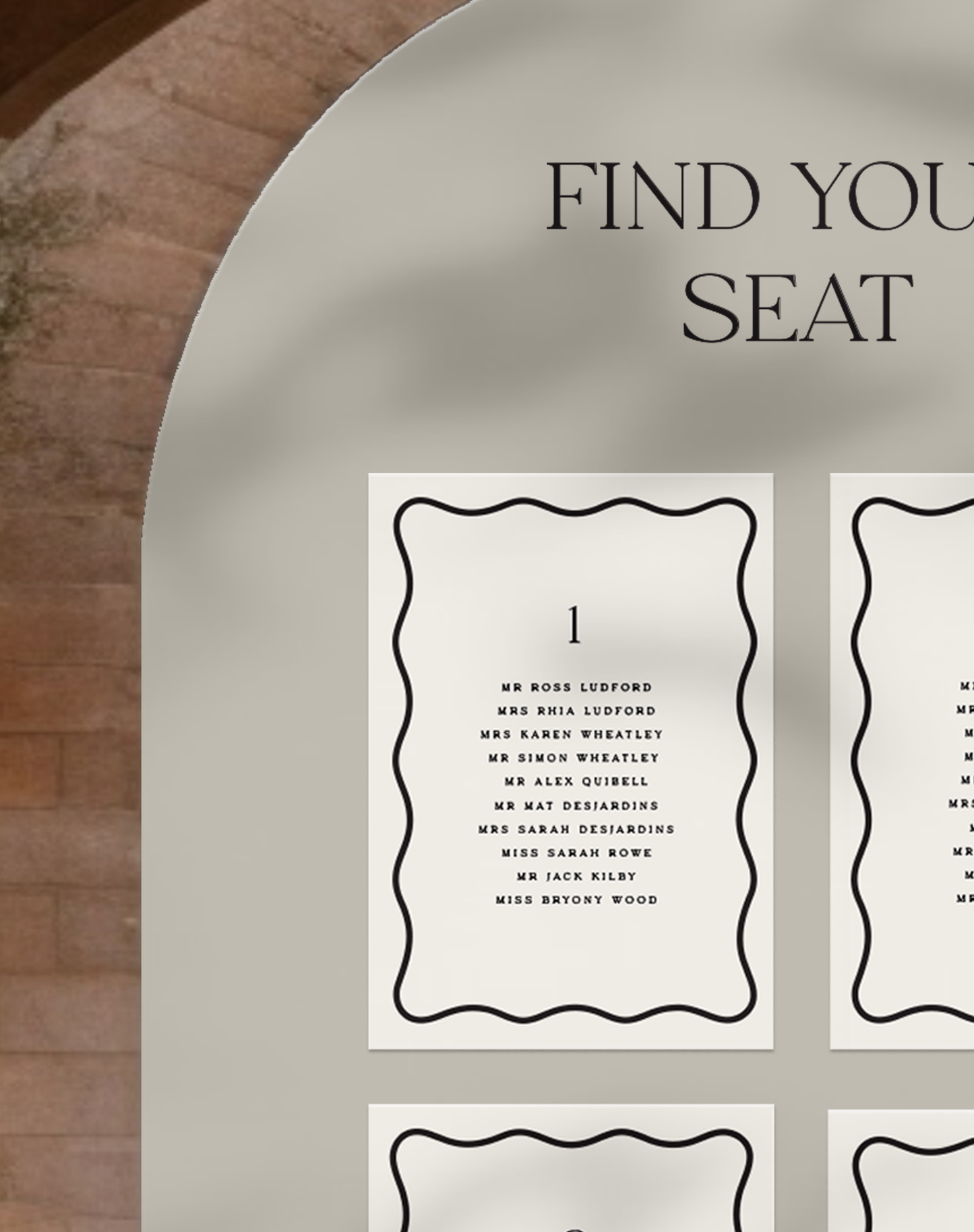 Bodhi | Wavy Seating Plan Card - Ivy and Gold Wedding Stationery -  