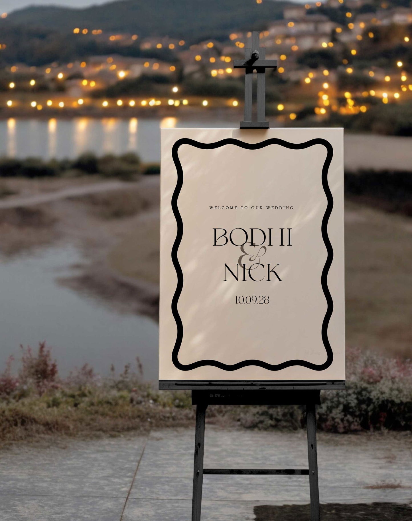 Bodhi | Wavy Welcome Sign - Ivy and Gold Wedding Stationery -  