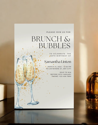 Brunch & Bubbles Birthday Invitation - Ivy and Gold Wedding Stationery