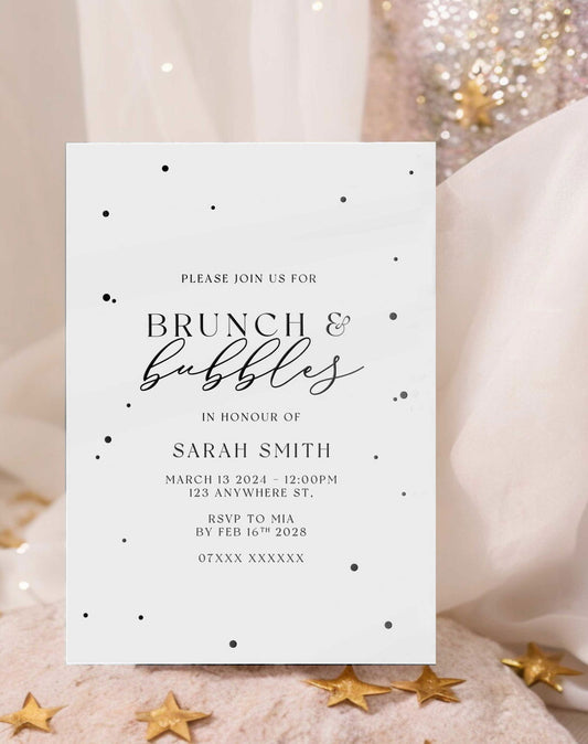 Brunch & Bubbles Invitation - Ivy and Gold Wedding Stationery -  