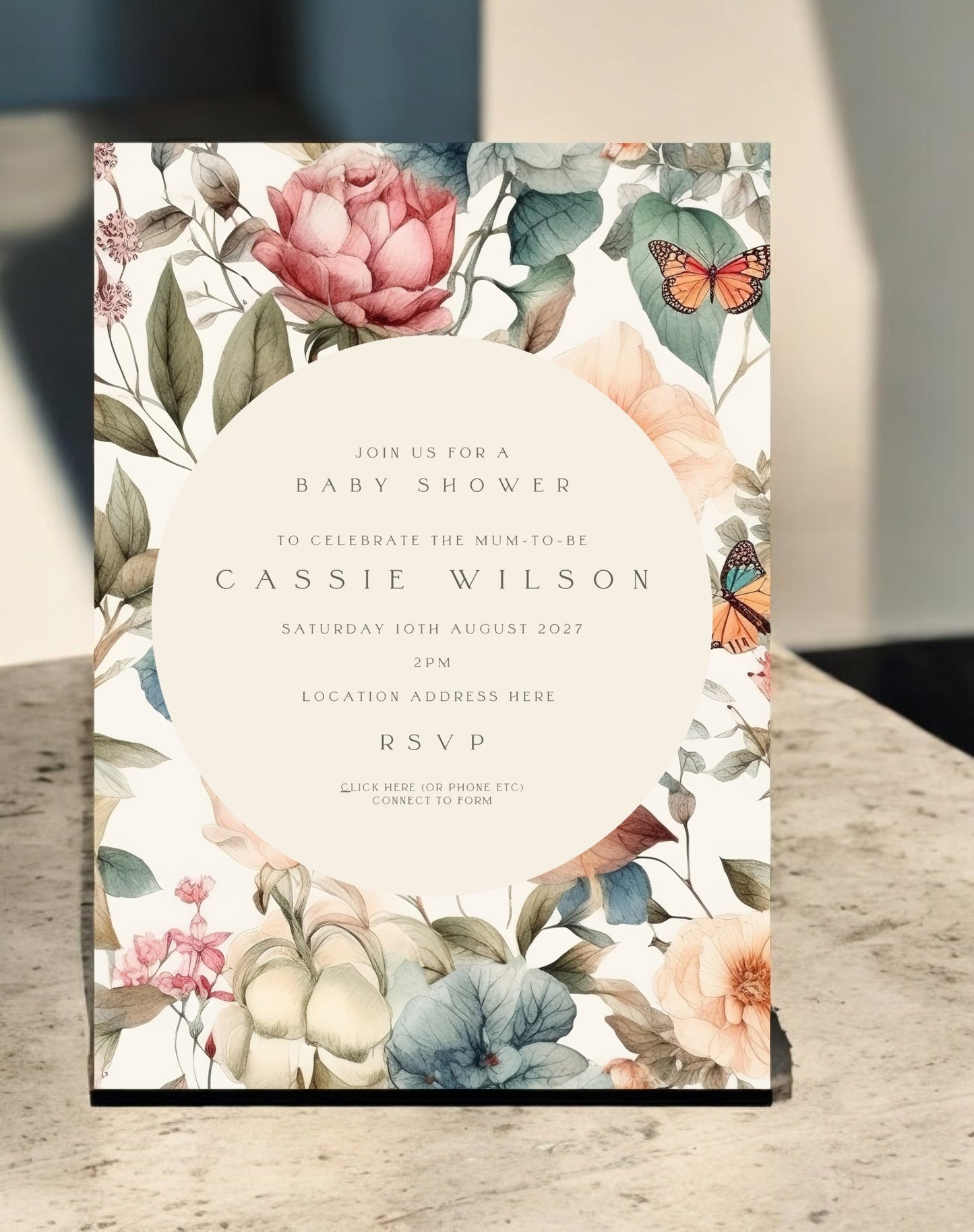 Cassie English Garden Babyshower Brunch Invite - Ivy and Gold Wedding Stationery