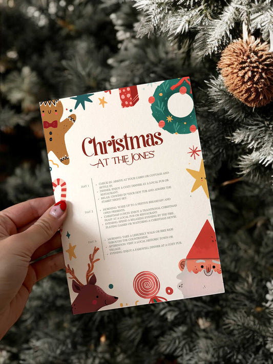 Christmas itinerary card - Ivy and Gold Wedding Stationery