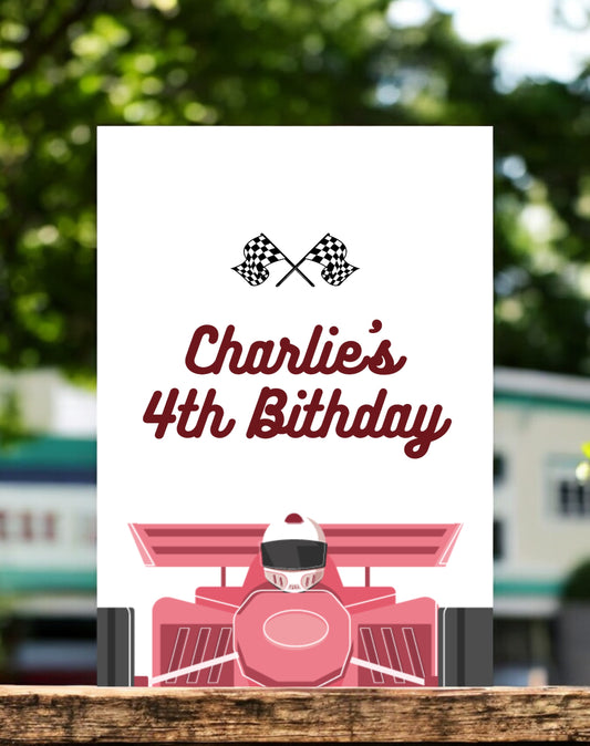 Charlie Race Car Birthday Party Welcome Sign - Ivy and Gold Wedding Stationery