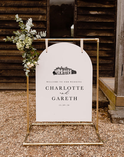 Charlotte | Venue Illustration Welcome Sign - Ivy and Gold Wedding Stationery