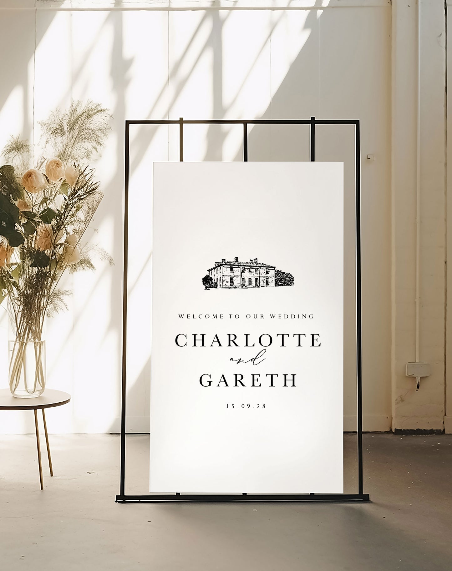 Charlotte | Venue Illustration Welcome Sign - Ivy and Gold Wedding Stationery