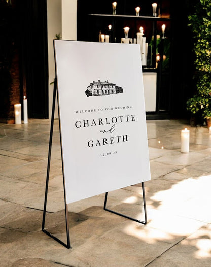 Charlotte | Venue Illustration Welcome Sign - Ivy and Gold Wedding Stationery