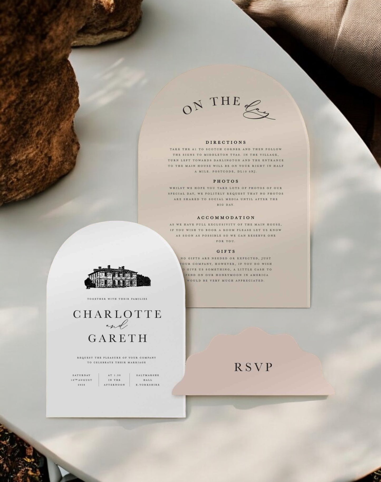 Charlotte | Venue Illustration Wedding Invitation - Ivy and Gold Wedding Stationery