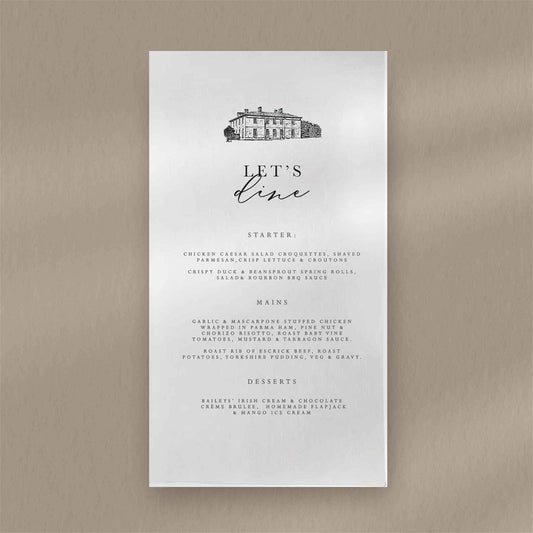 Charlotte Menu  Ivy and Gold Wedding Stationery   