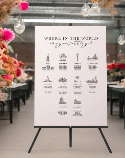 Charlotte | Where In The World Seating Plan - Ivy and Gold Wedding Stationery -  