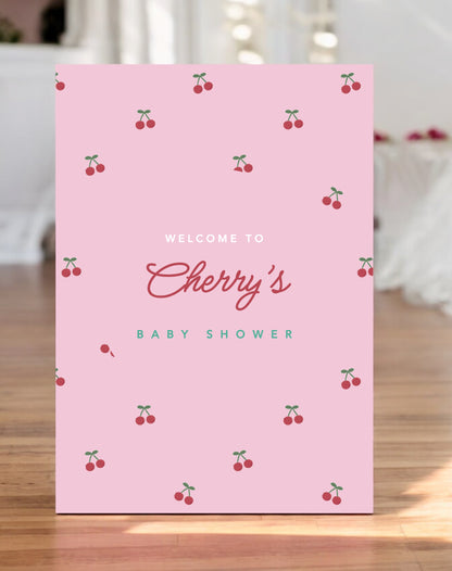 Cherry Baby Shower Welcome Sign - Ivy and Gold Wedding Stationery