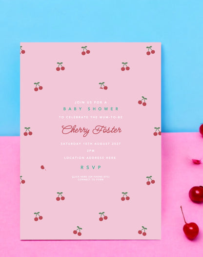 Cherry Baby Shower Invite - Ivy and Gold Wedding Stationery