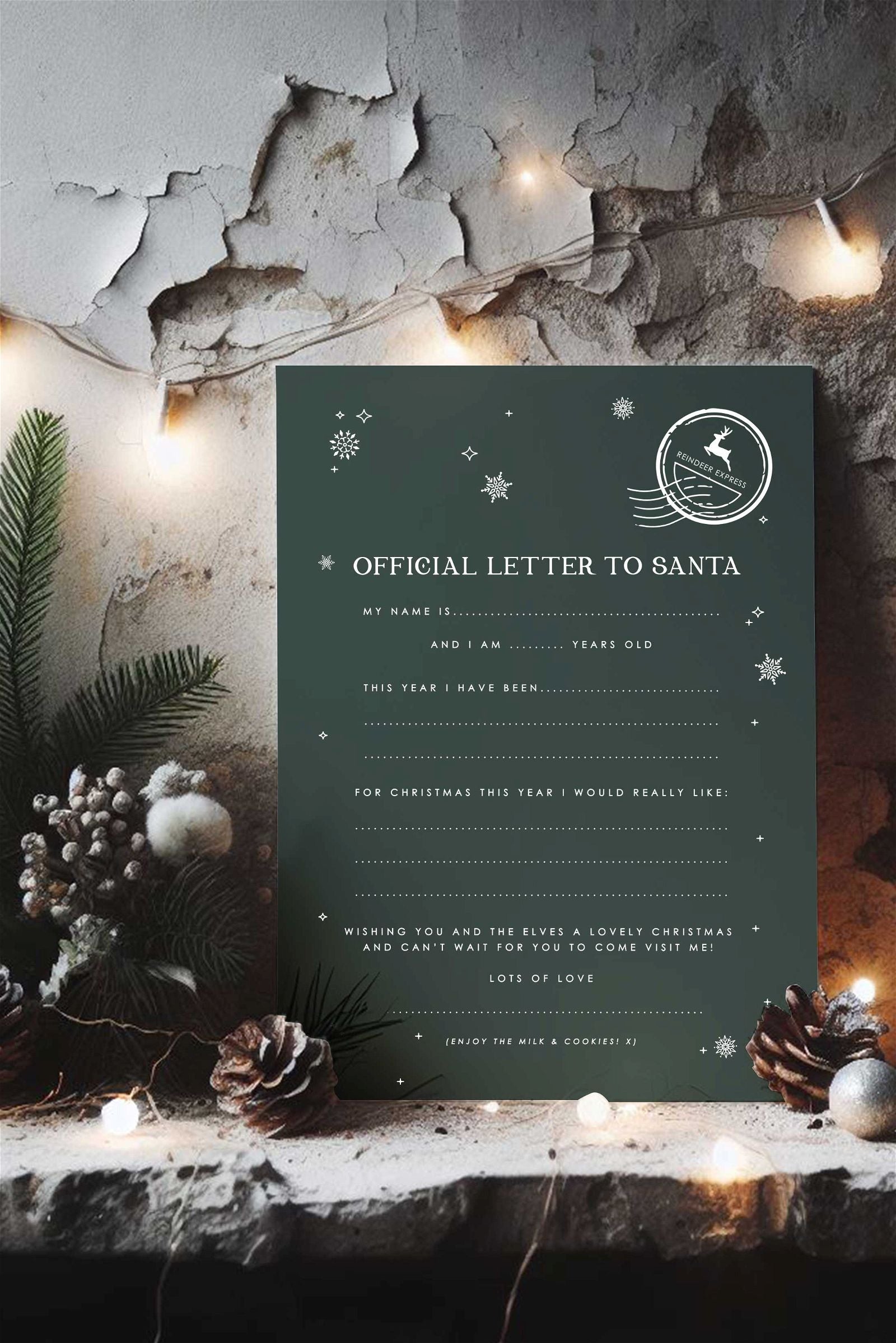 Children's Letter To Santa  Ivy and Gold Wedding Stationery   