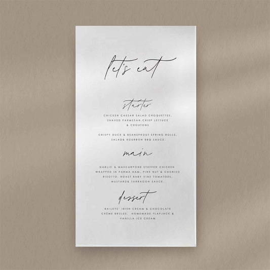 Chloe Menu  Ivy and Gold Wedding Stationery   