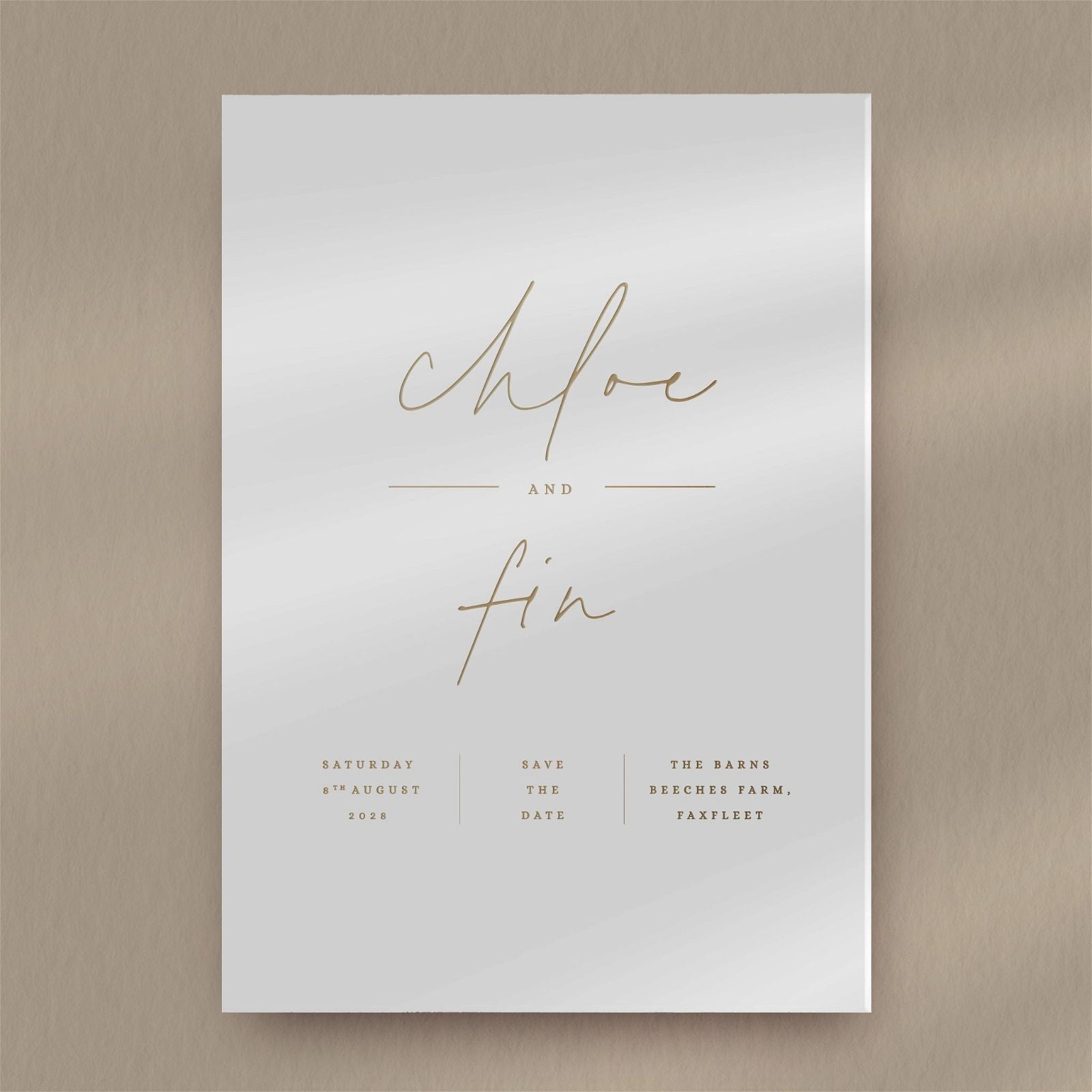 Chloe | Modern Save The Date  Ivy and Gold Wedding Stationery   