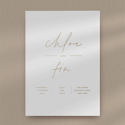 Chloe | Modern Save The Date  Ivy and Gold Wedding Stationery   