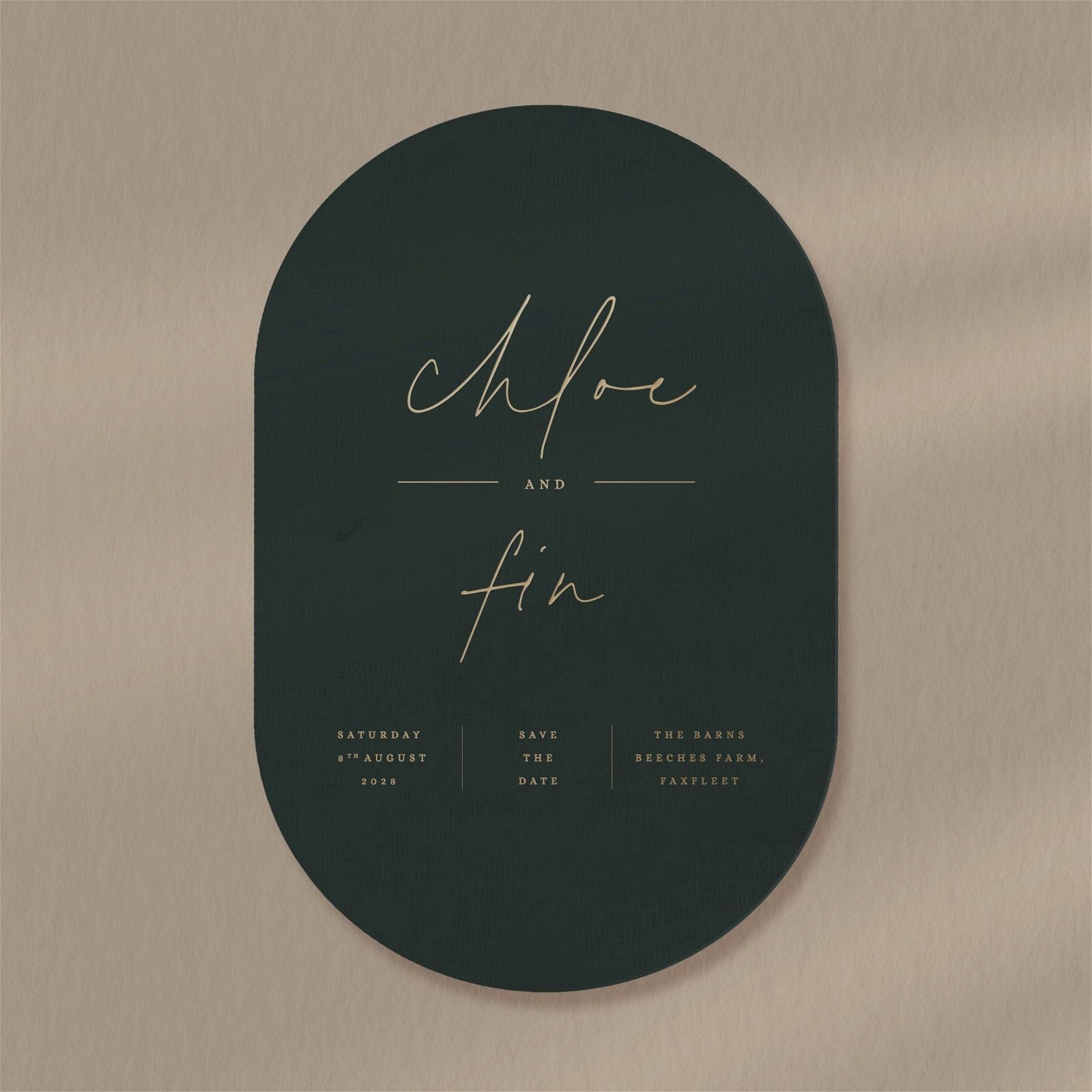 Chloe | Modern Save The Date  Ivy and Gold Wedding Stationery   