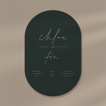 Chloe | Modern Save The Date  Ivy and Gold Wedding Stationery   