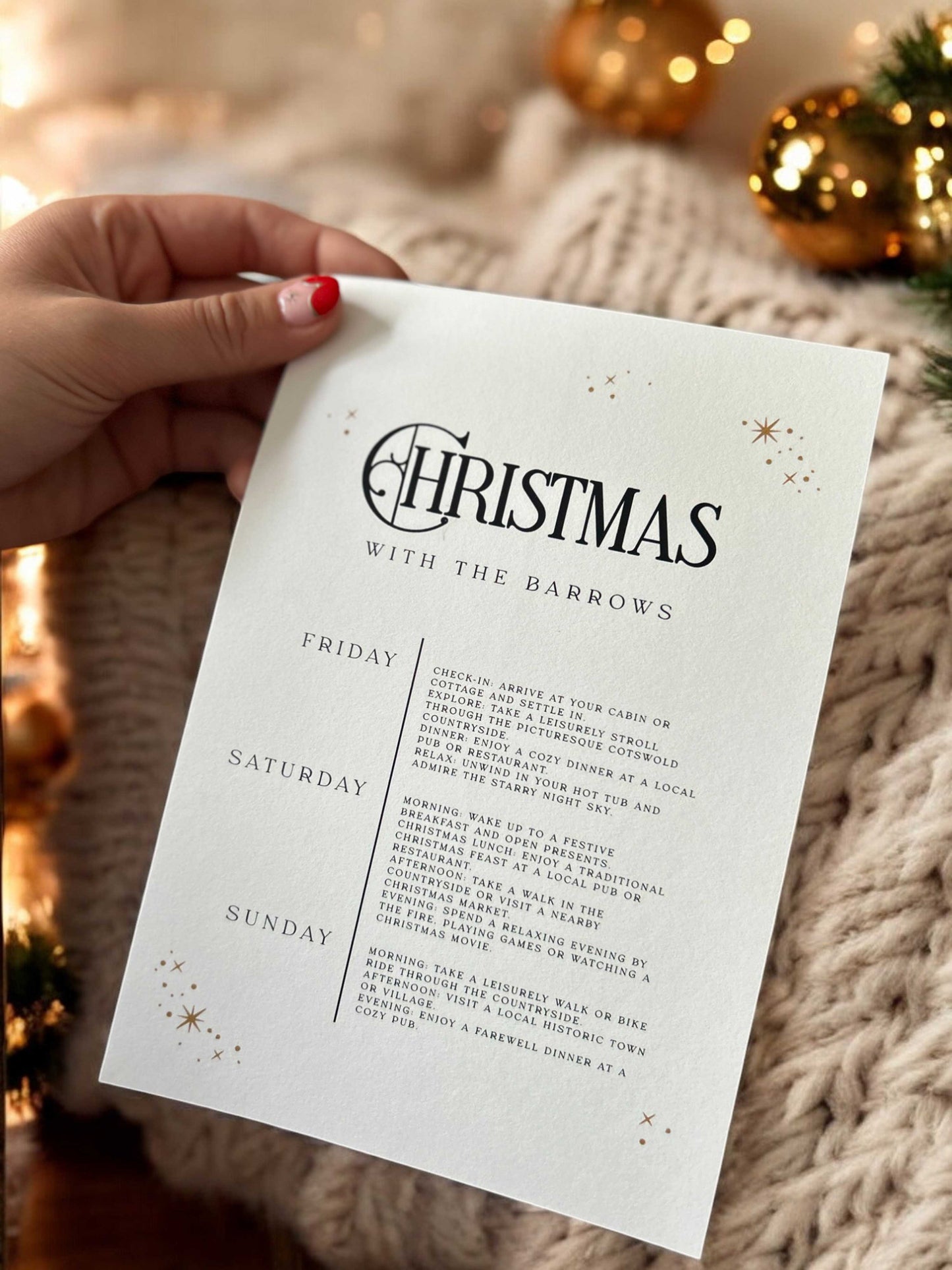 Christmas With... Itinerary Card - Ivy and Gold Wedding Stationery