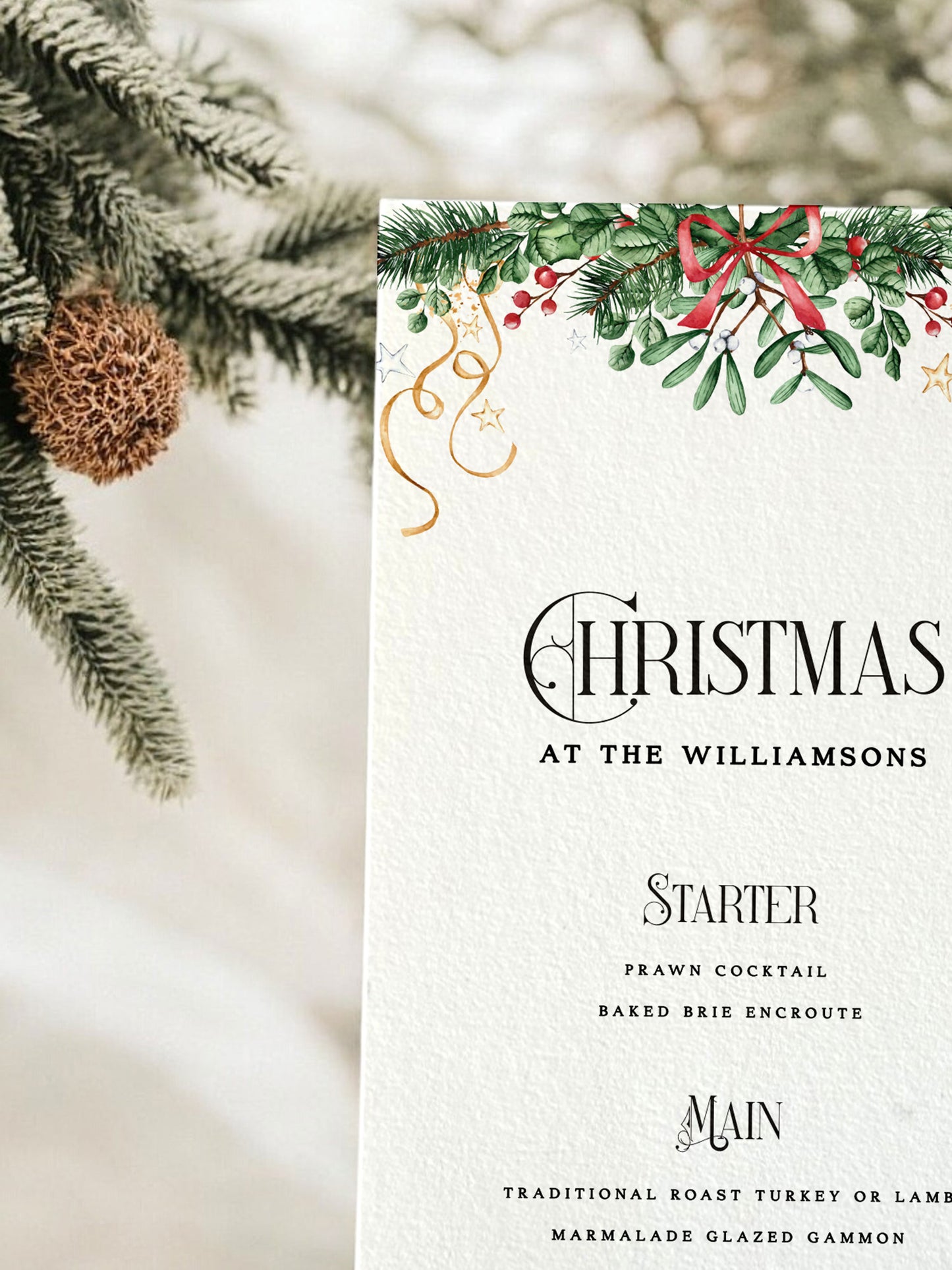 Christmas Garland Menu Card