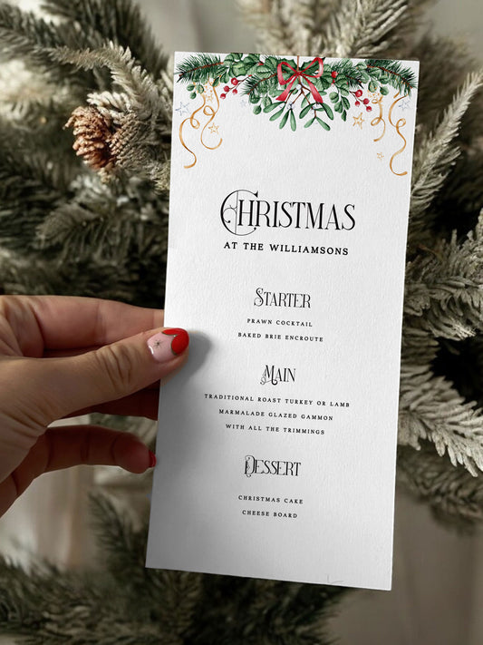 Christmas Garland Menu Card