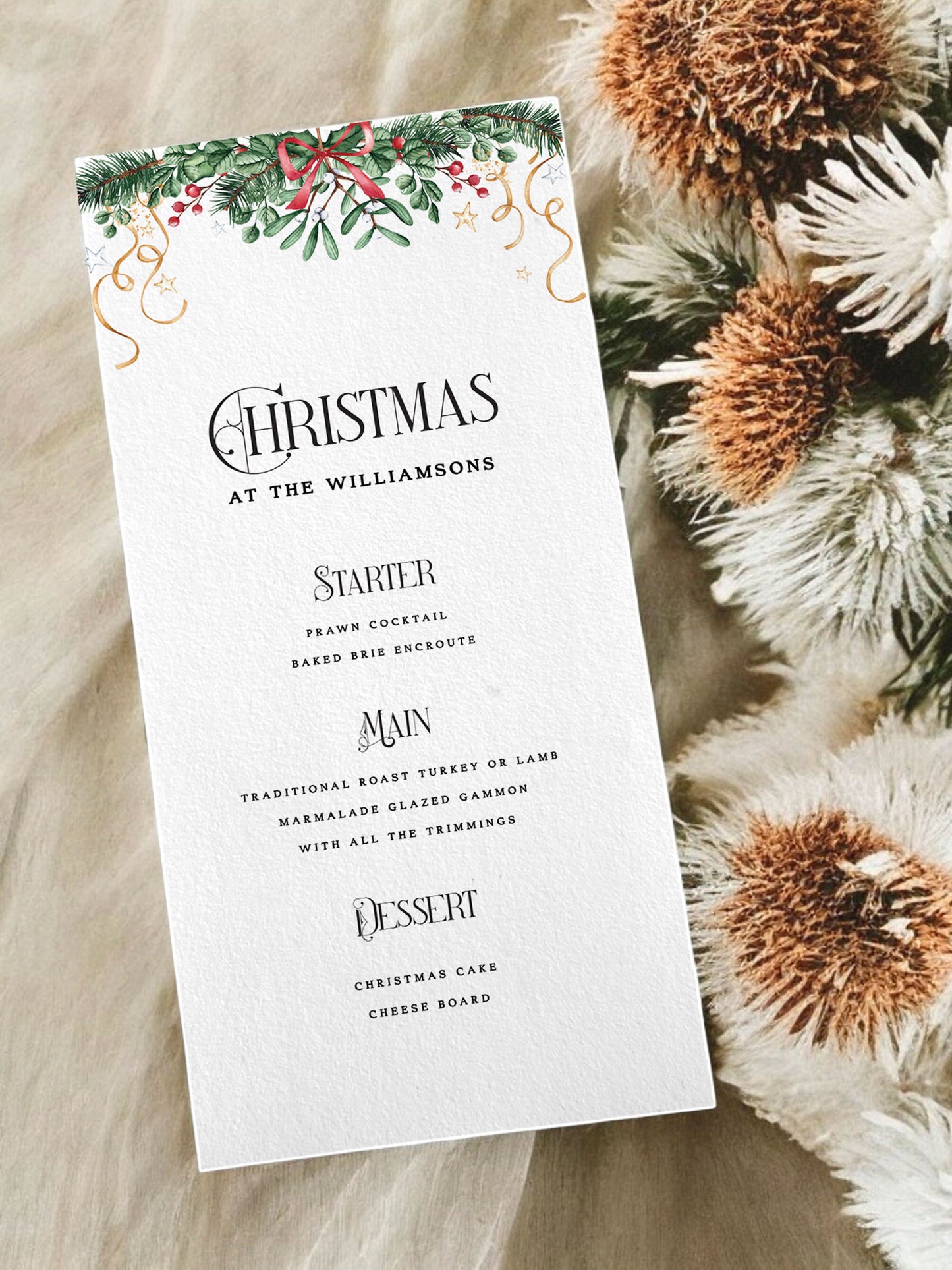 Christmas Garland Menu Card