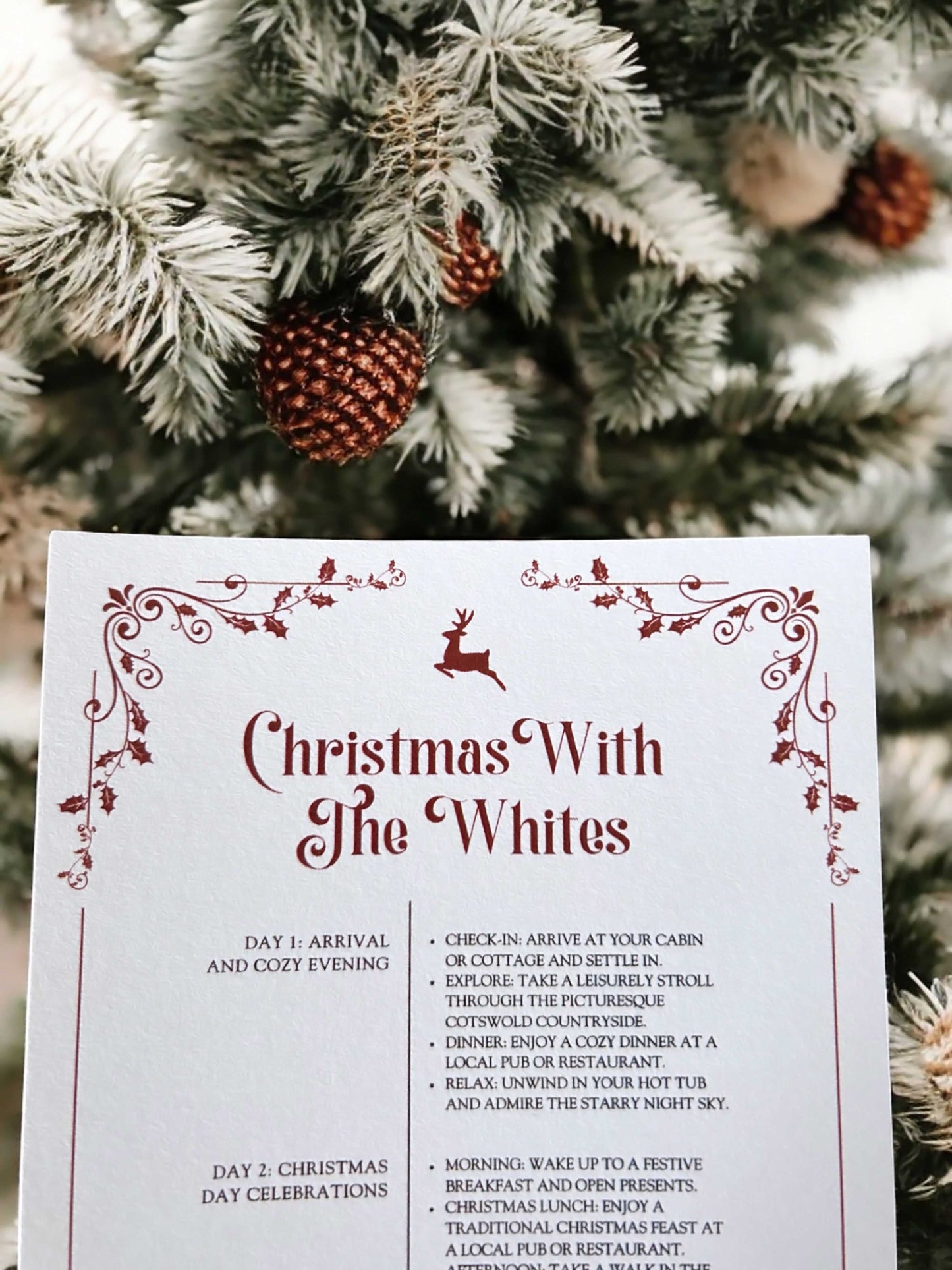 Traditional Christmas Itinerary Card - Ivy and Gold Wedding Stationery