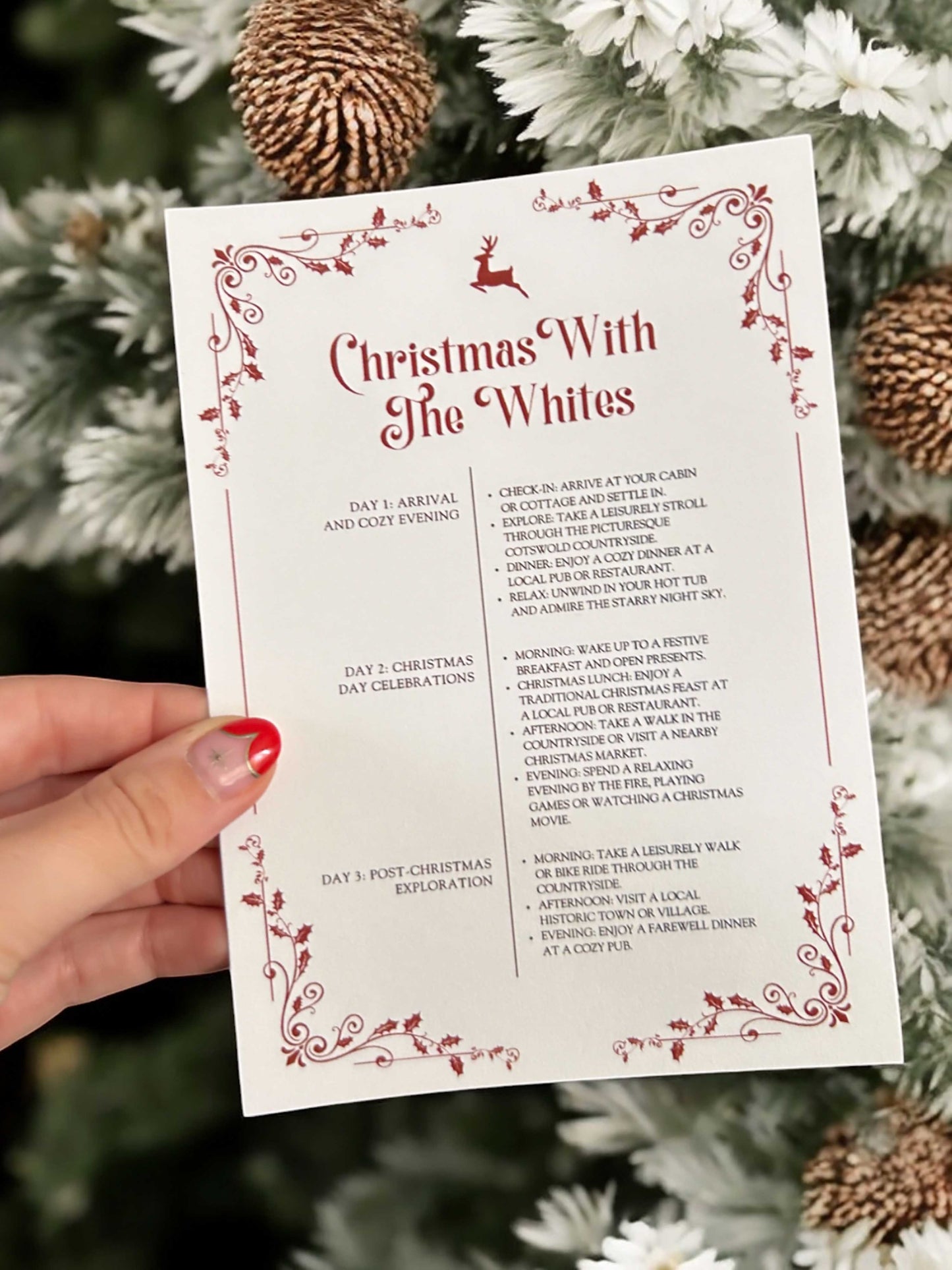 Traditional Christmas Itinerary Card - Ivy and Gold Wedding Stationery