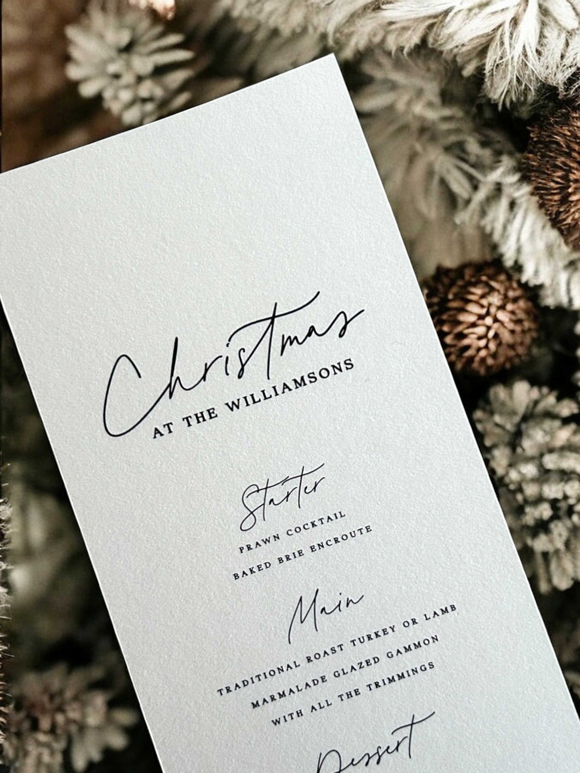 Christmas Menu - Ivy and Gold Wedding Stationery