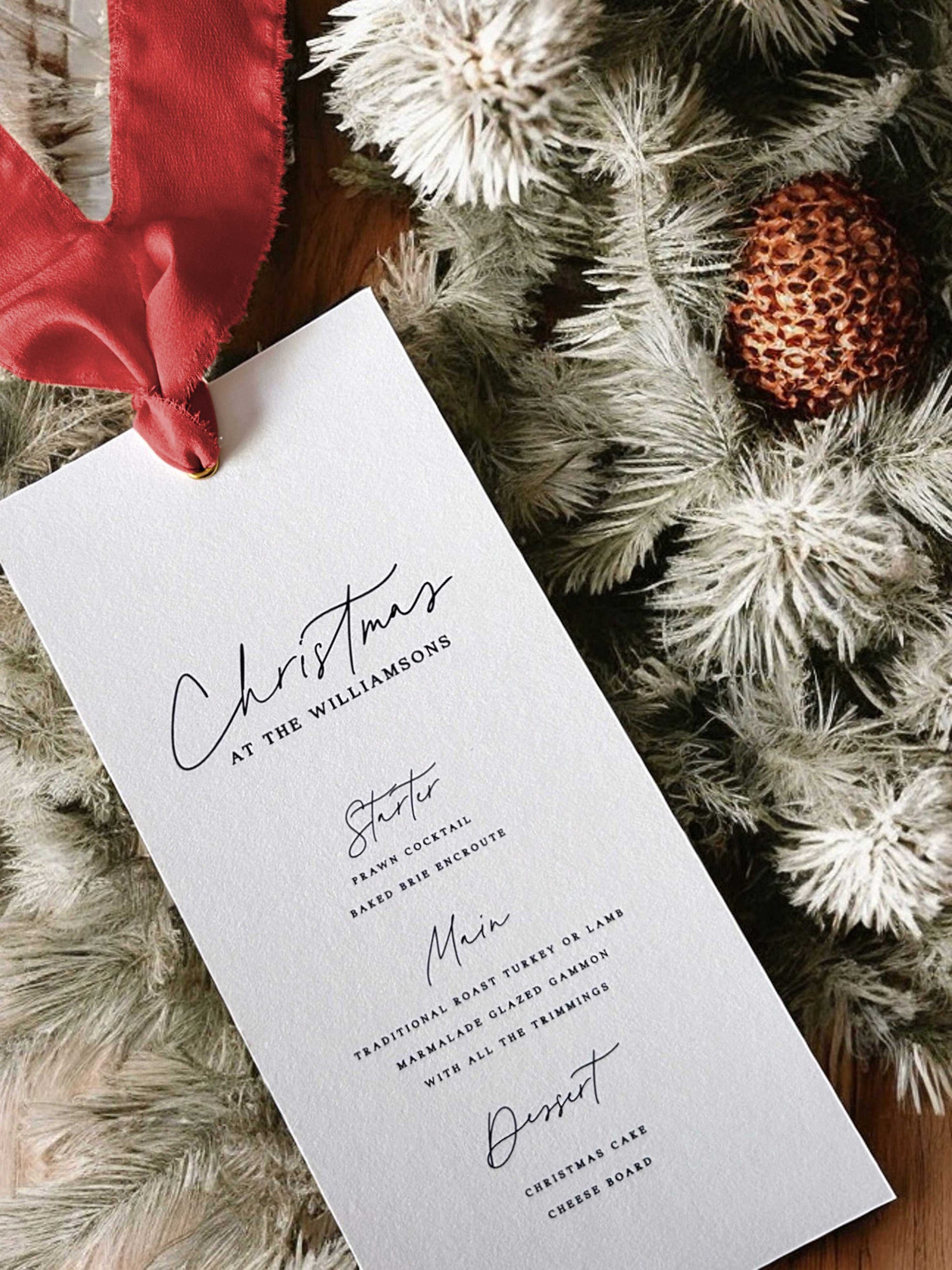 Christmas Menu - Ivy and Gold Wedding Stationery