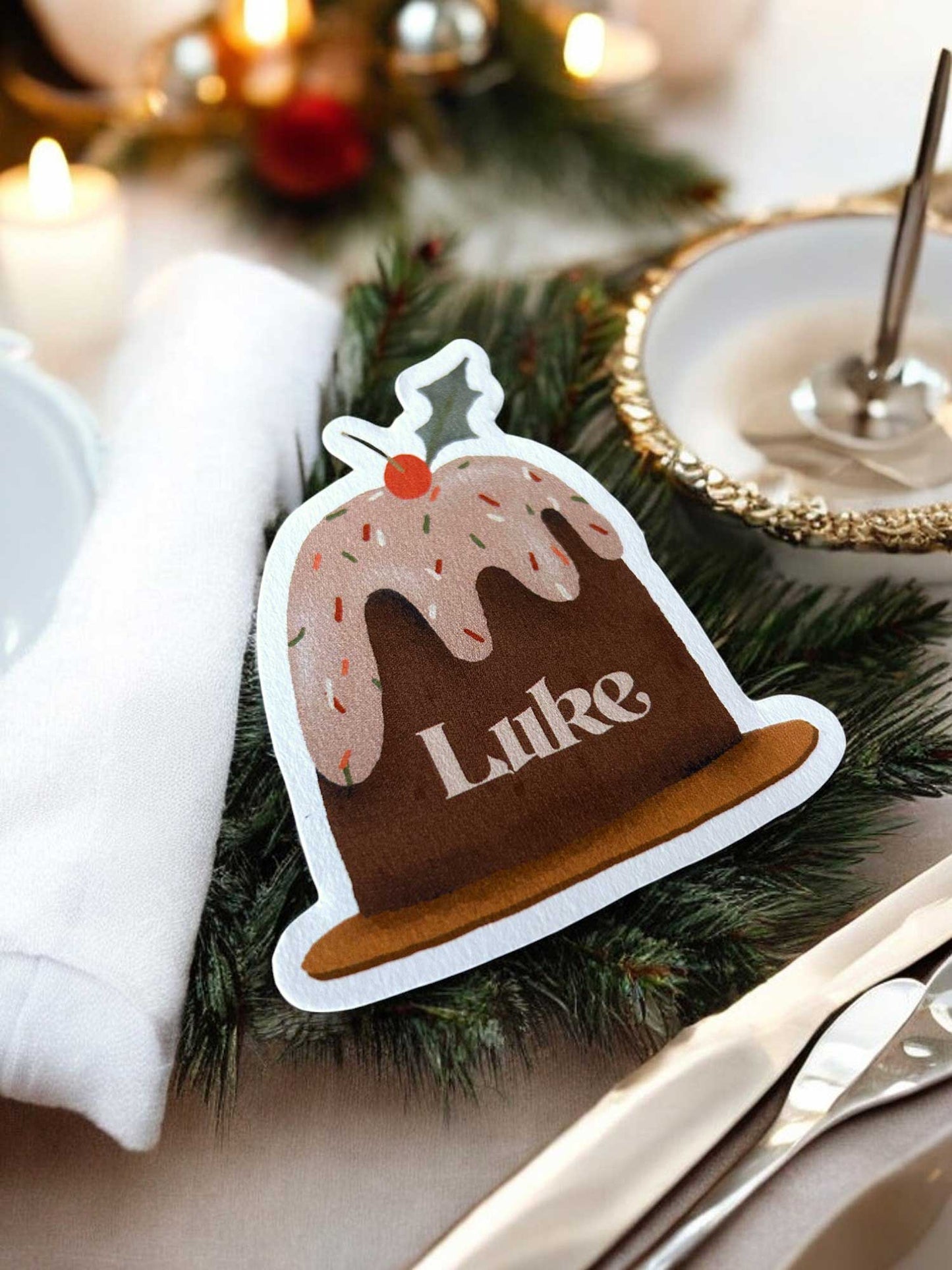 Christmas place card template | Pudding Shape