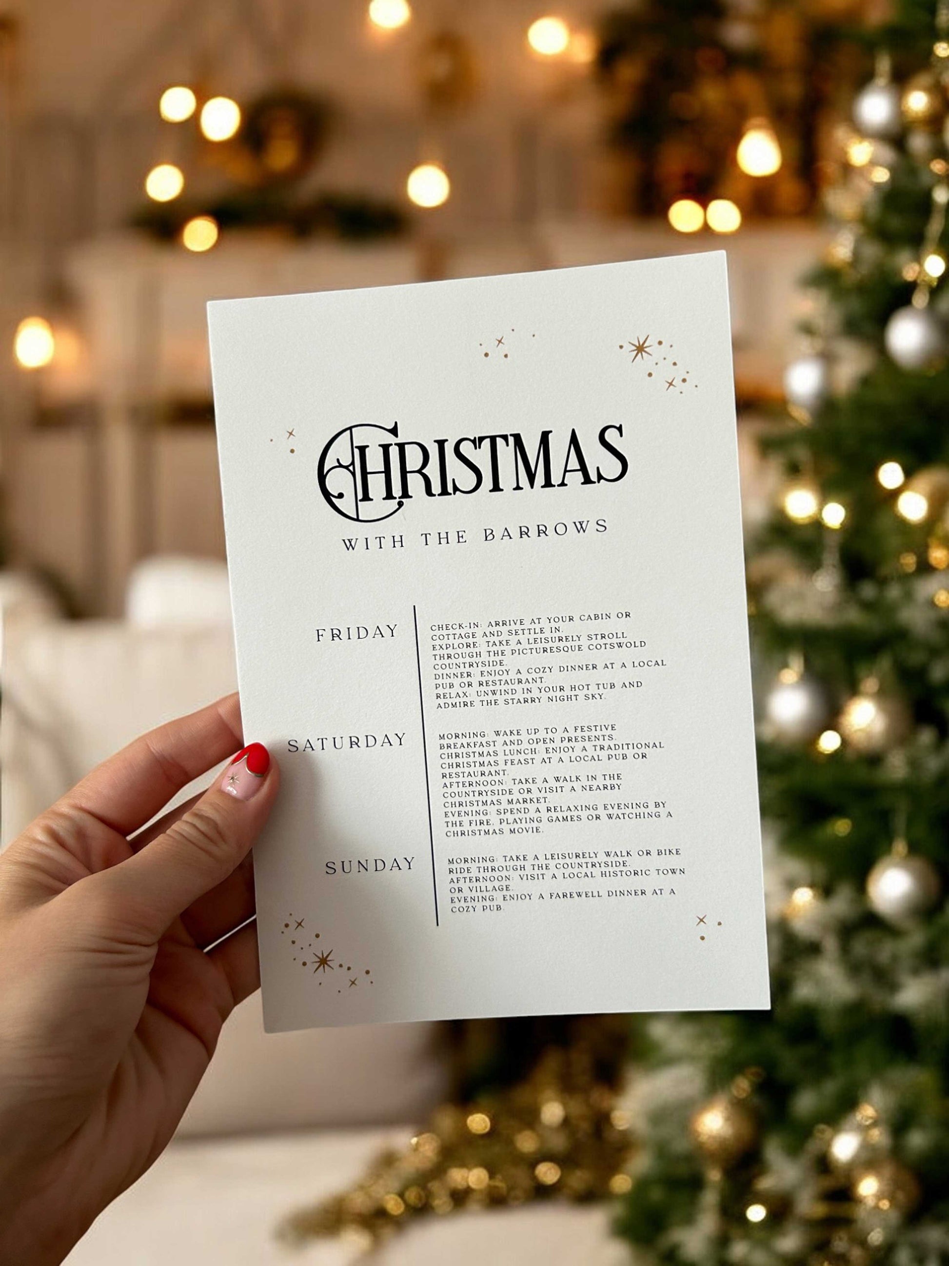 Christmas With... Itinerary Card - Ivy and Gold Wedding Stationery