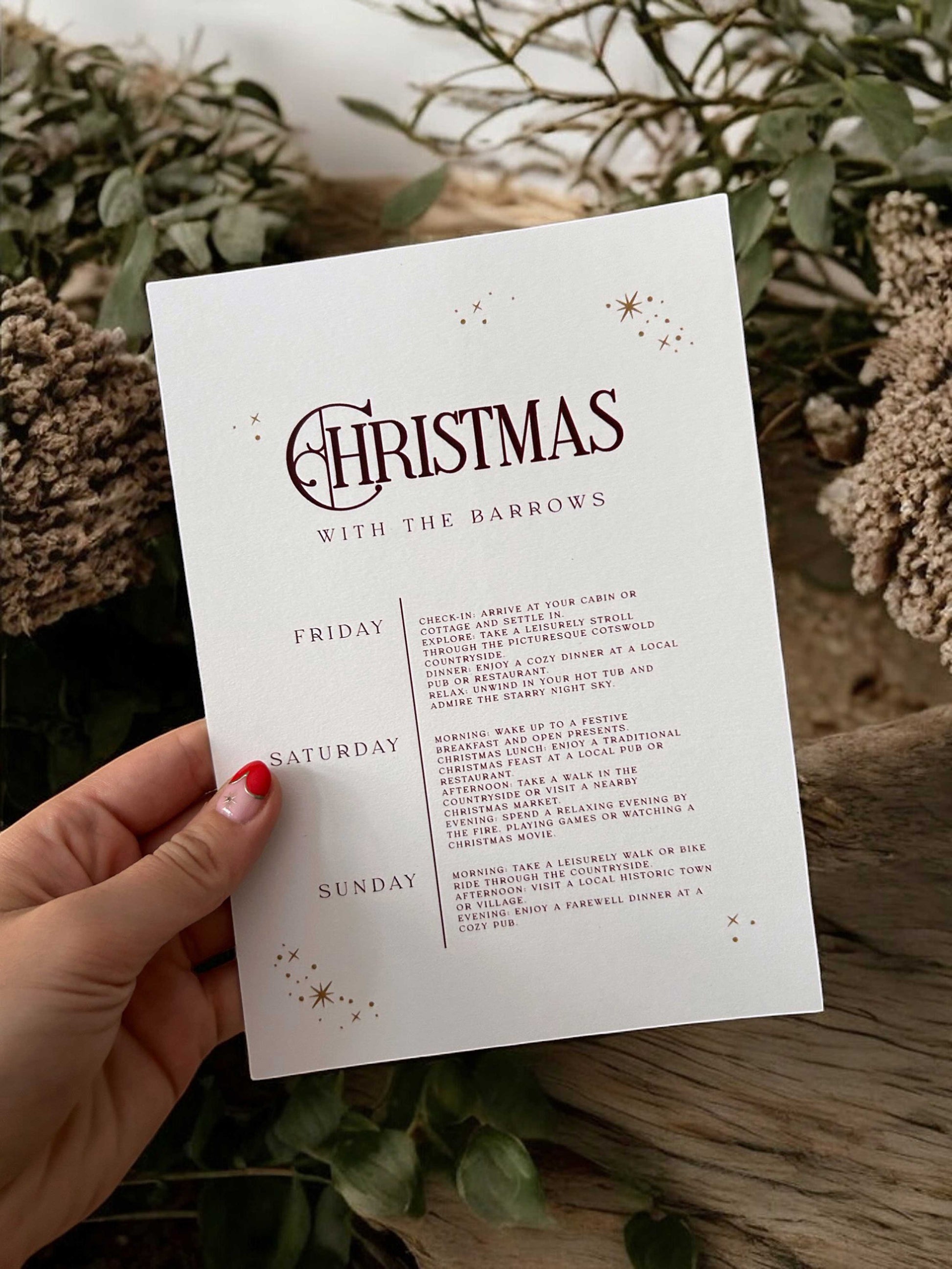 Christmas With... Itinerary Card - Ivy and Gold Wedding Stationery