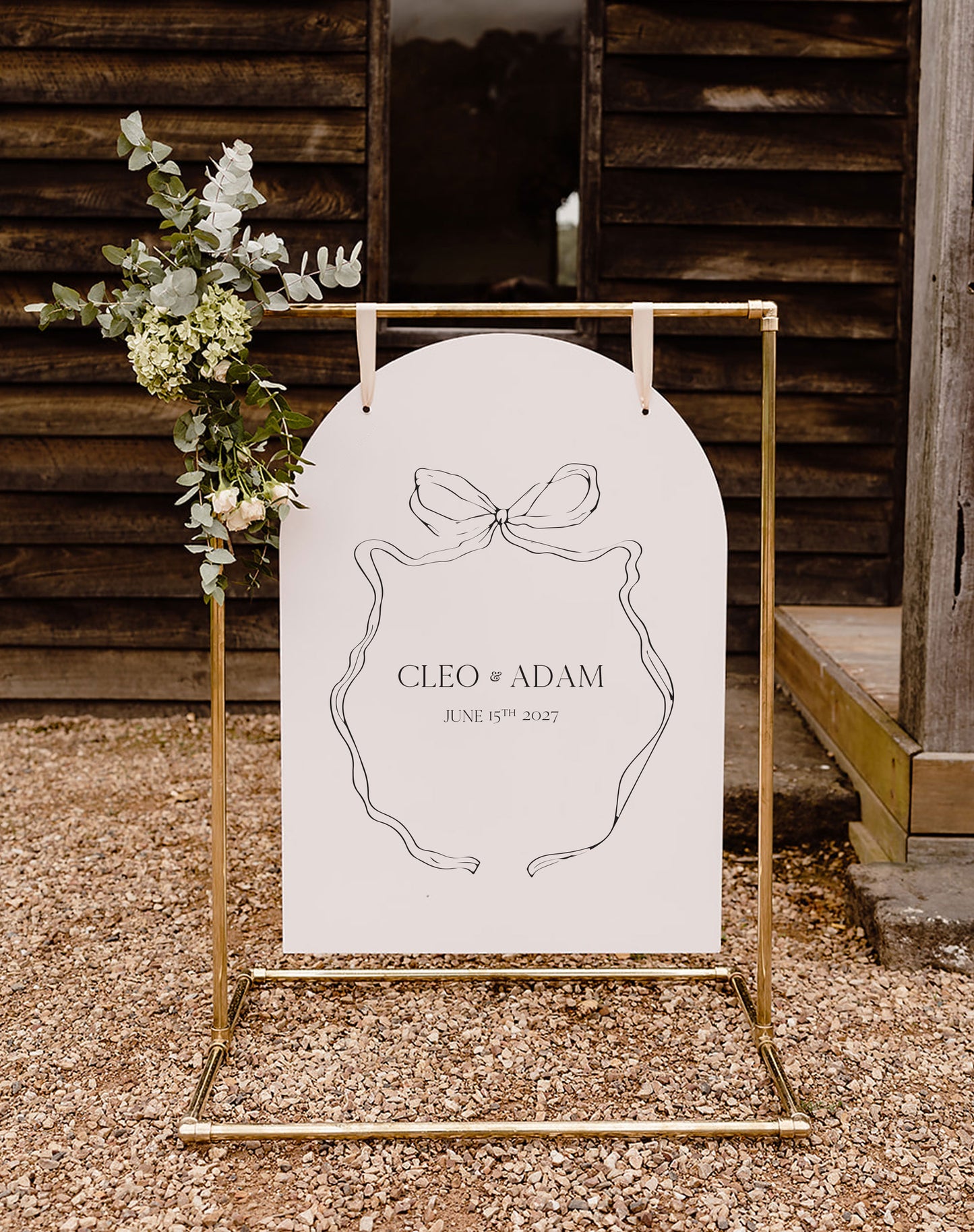 Cleo | Bow Welcome Sign - Ivy and Gold Wedding Stationery