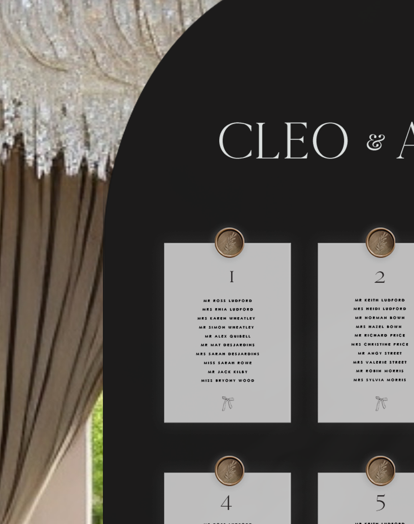 Cleo | Bow Seating Plan Card - Ivy and Gold Wedding Stationery -  