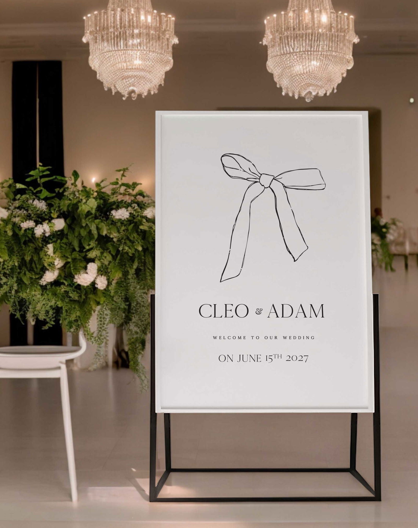 Cleo | Bow Welcome Sign - Ivy and Gold Wedding Stationery -  