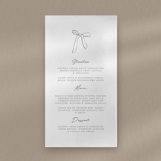 Cleo Menu  Ivy and Gold Wedding Stationery   