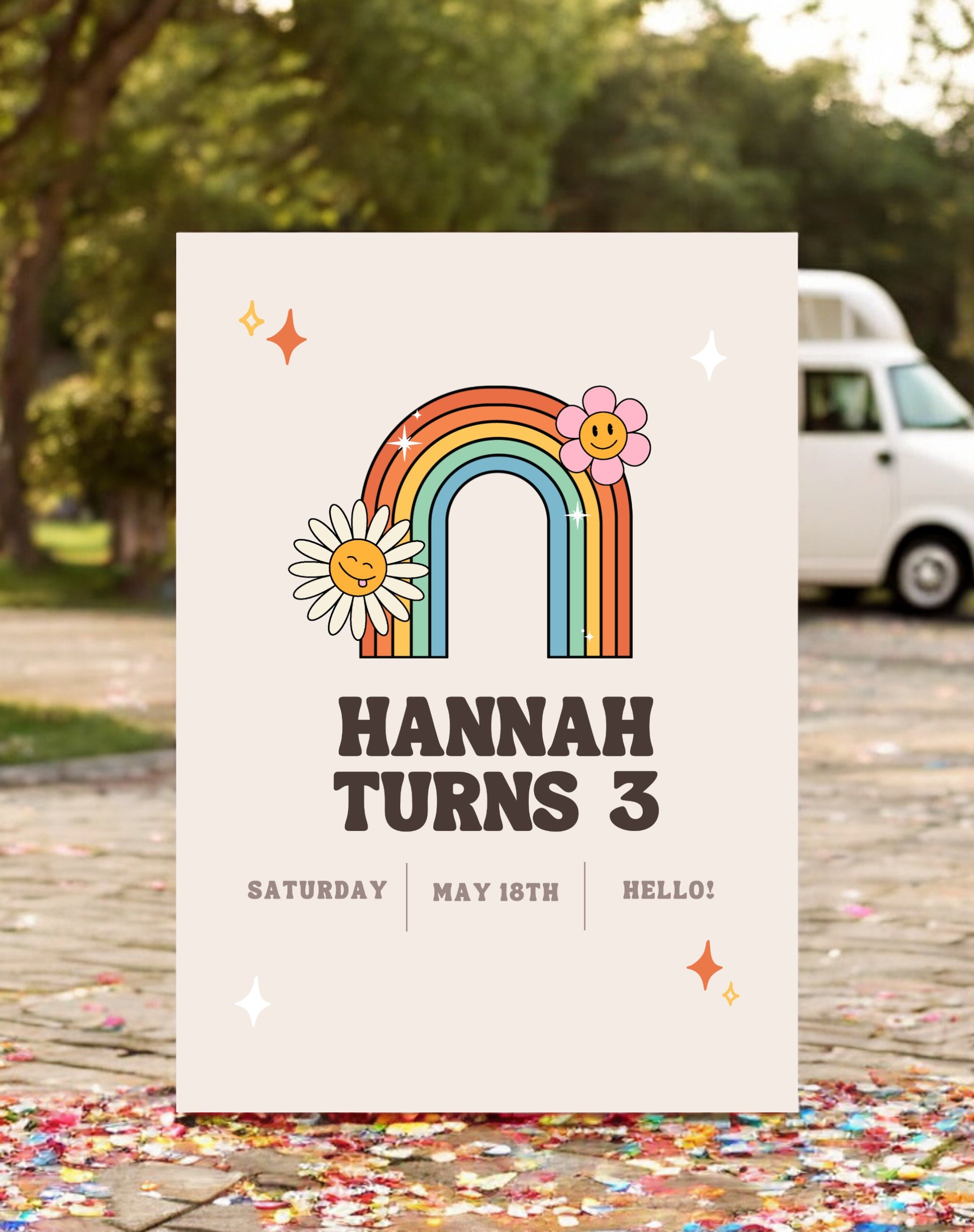 Hannah Rainbow Birthday Party Welcome Sign - Ivy and Gold Wedding Stationery