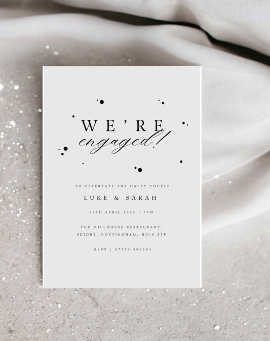 Confetti Digital Engagement Party Invitation - Ivy and Gold Wedding Stationery -  