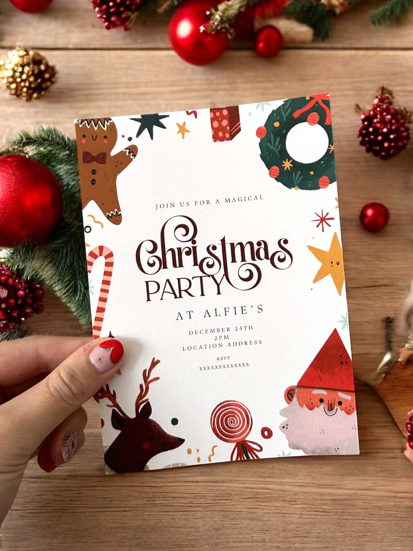 Christmas Invitation Template With Characters