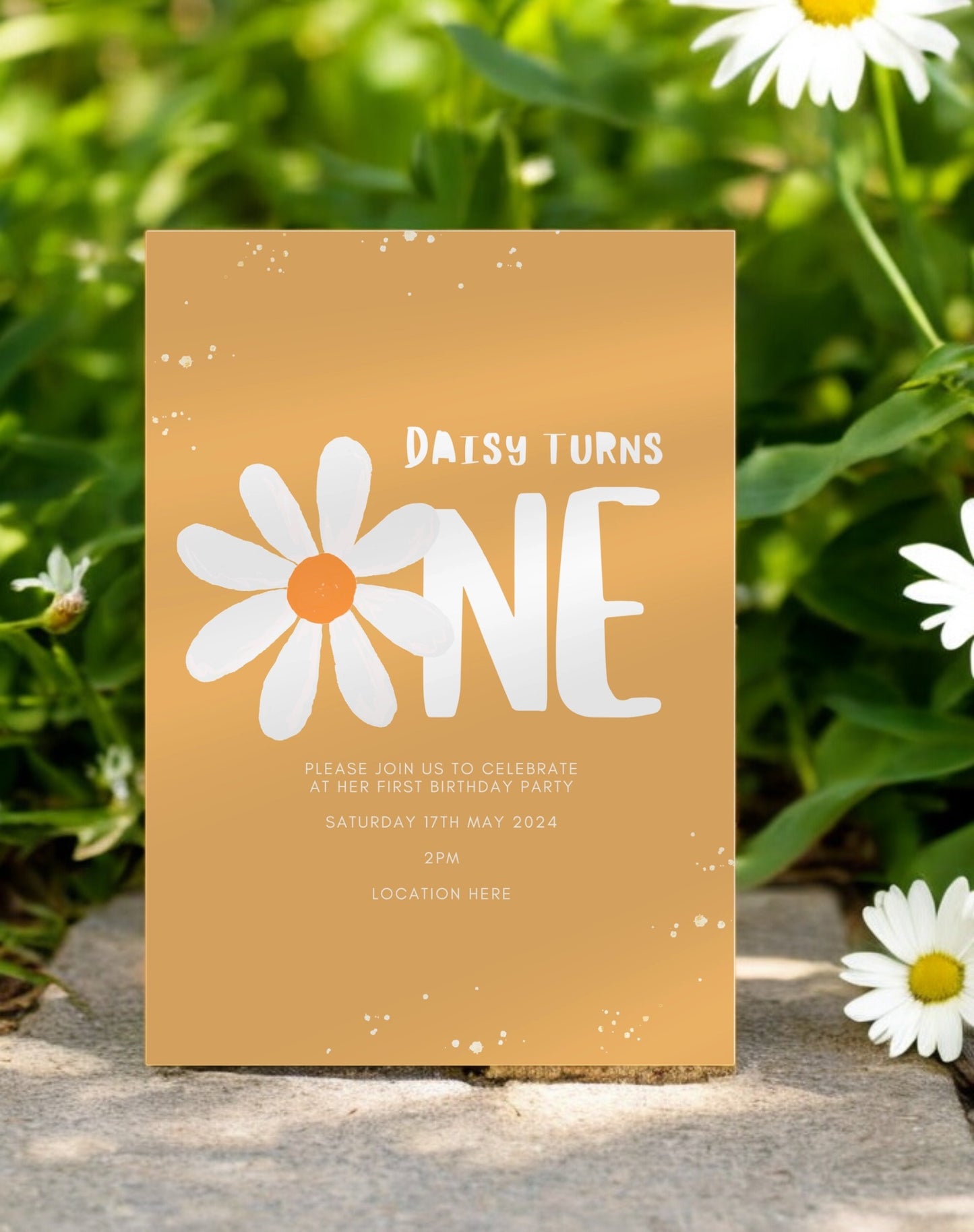 Daisy First Birthday Invitation - Ivy and Gold Wedding Stationery