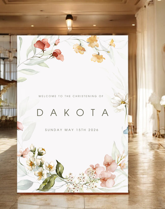 Dakota Wildflower Christening Welcome Sign