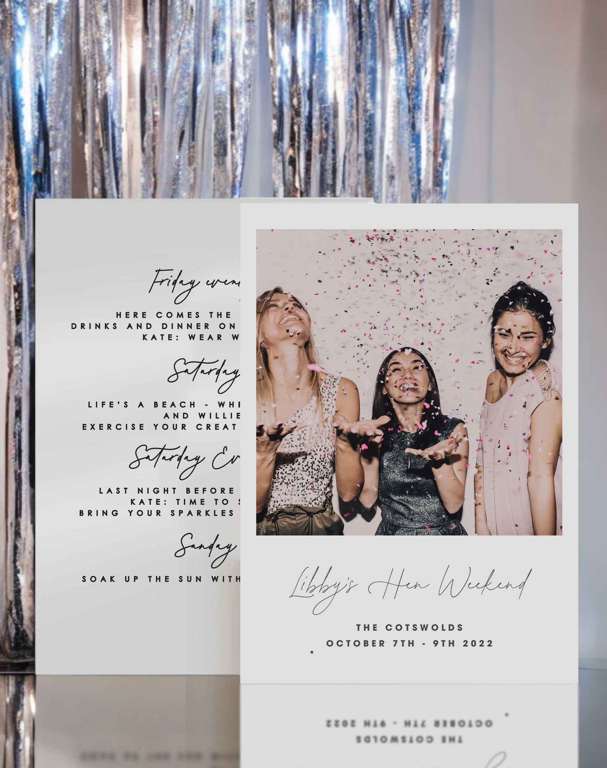 Katie Hen Do Itinerary With Photo - Ivy and Gold Wedding Stationery