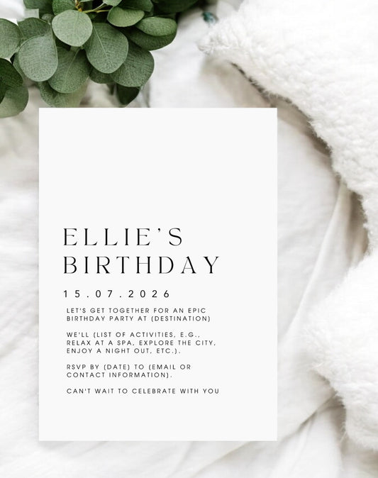 Ellie Minimal Birthday Invitation