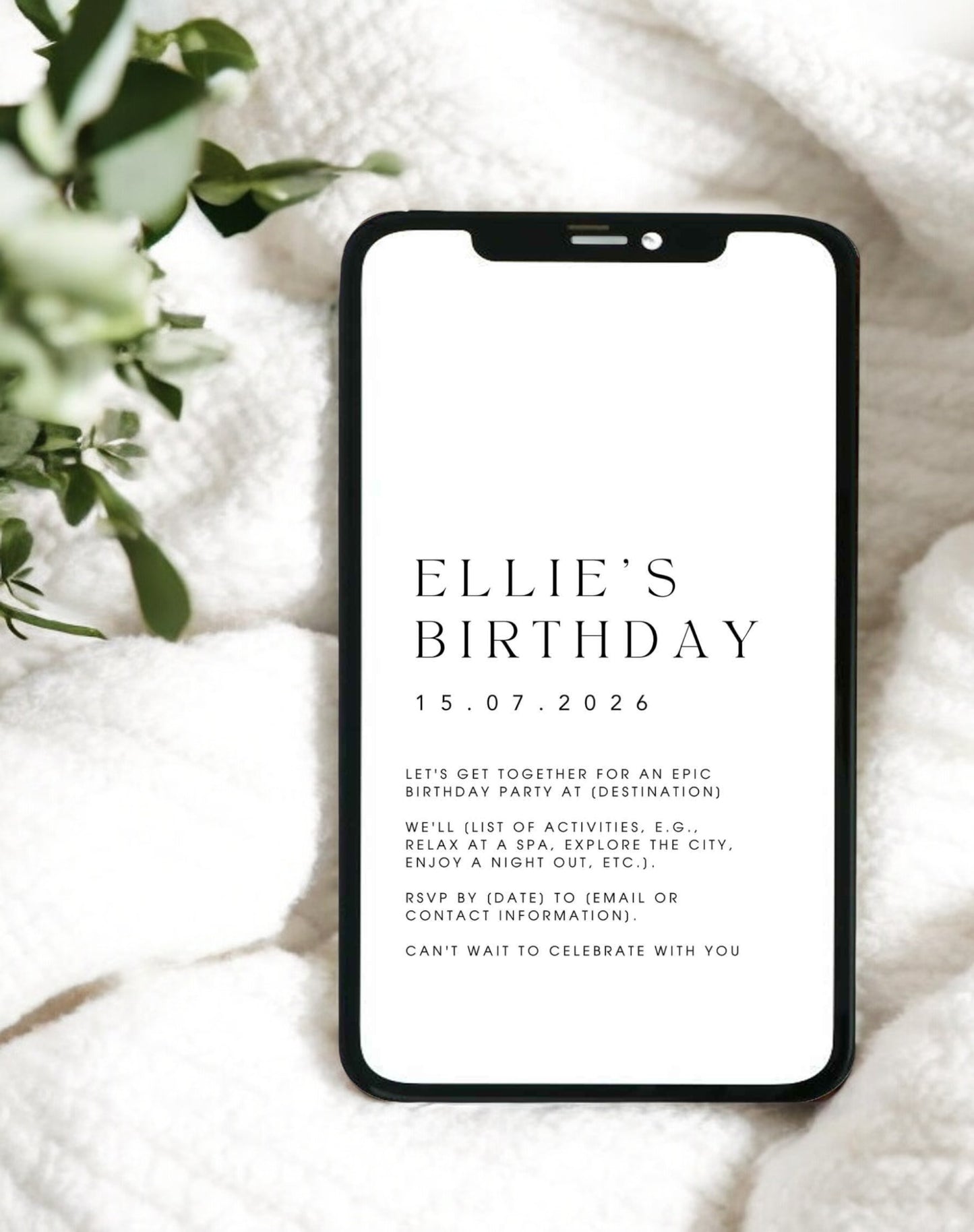 Ellie Minimal Birthday Invitation - Ivy and Gold Wedding Stationery