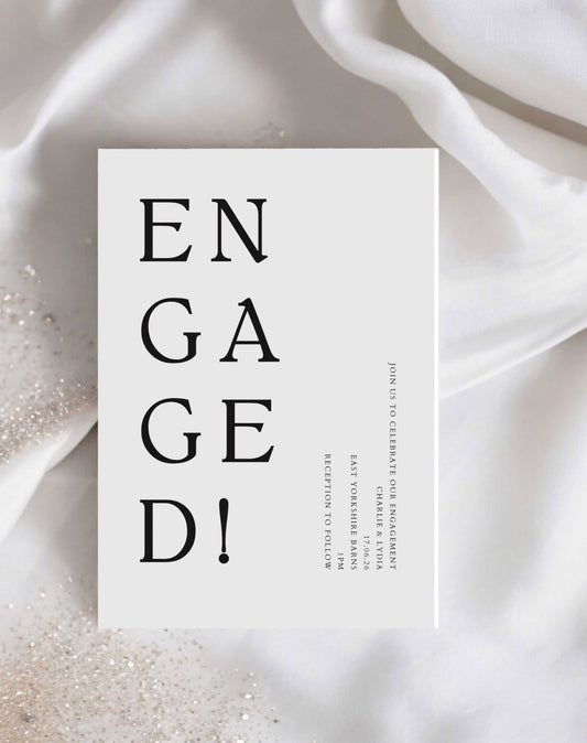 ENGAGED! Digital Engagement Party Invitation - Ivy and Gold Wedding Stationery -  