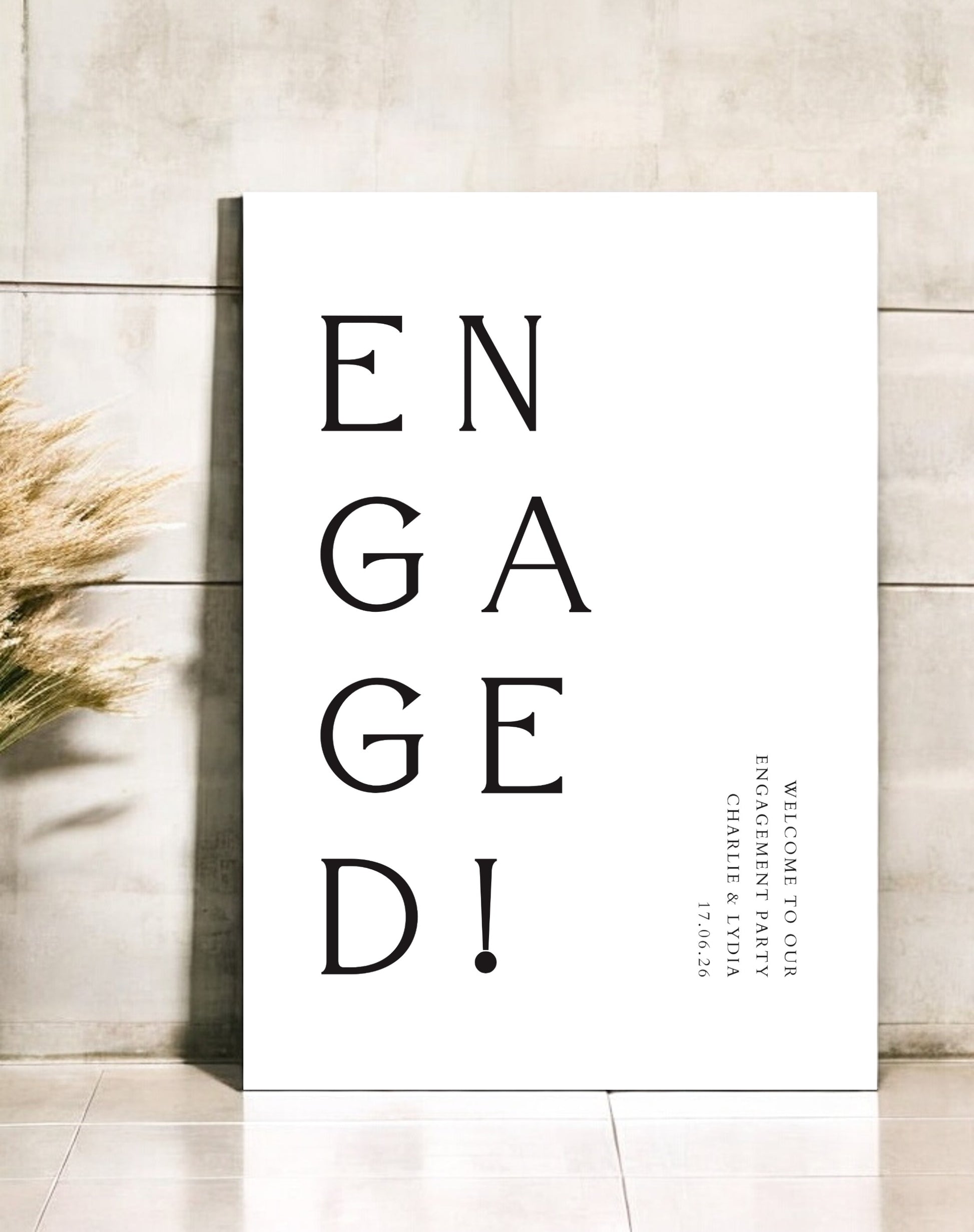 Engaged Party Sign - Ivy and Gold Wedding Stationery