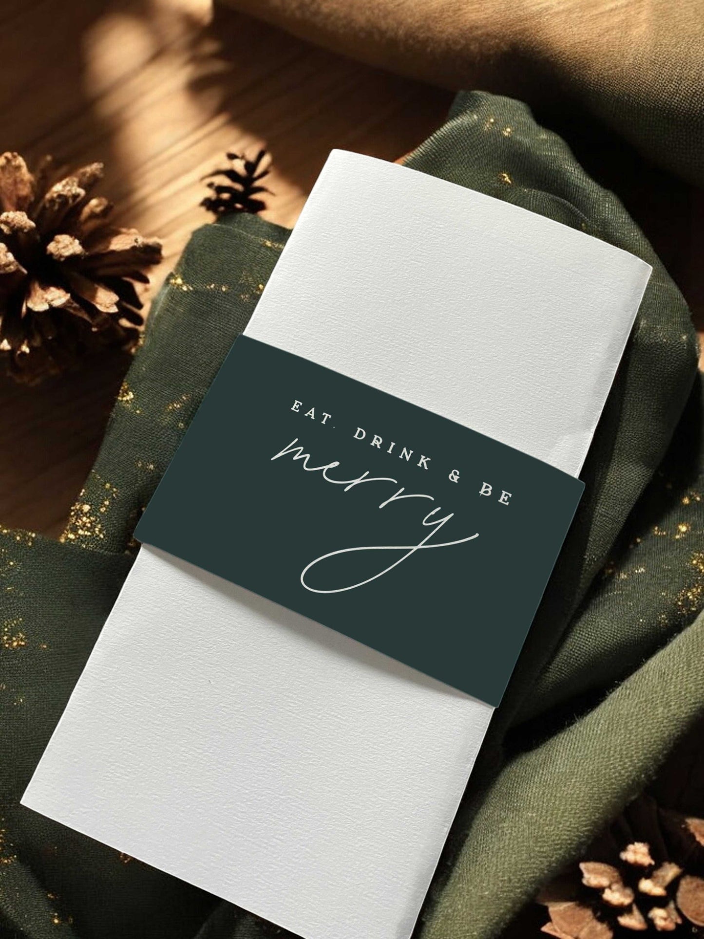 Eat, Drink & Be Merry Napkin Bands - Ivy and Gold Wedding Stationery