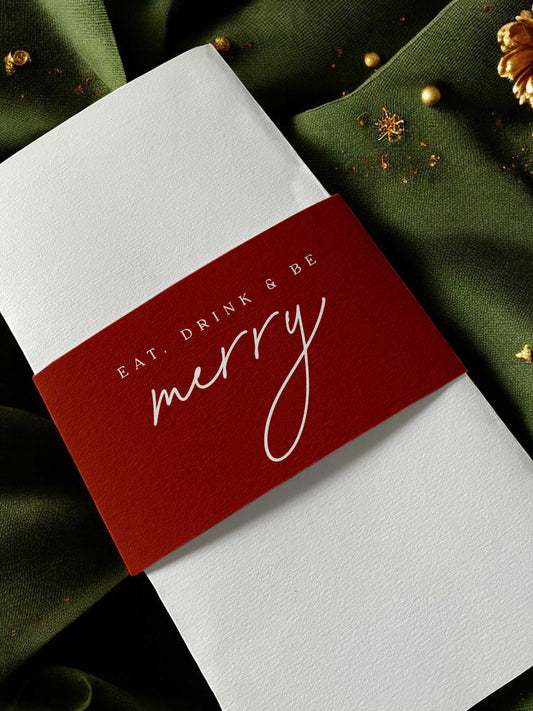 Eat, Drink & Be Merry Napkin Band Digital Template